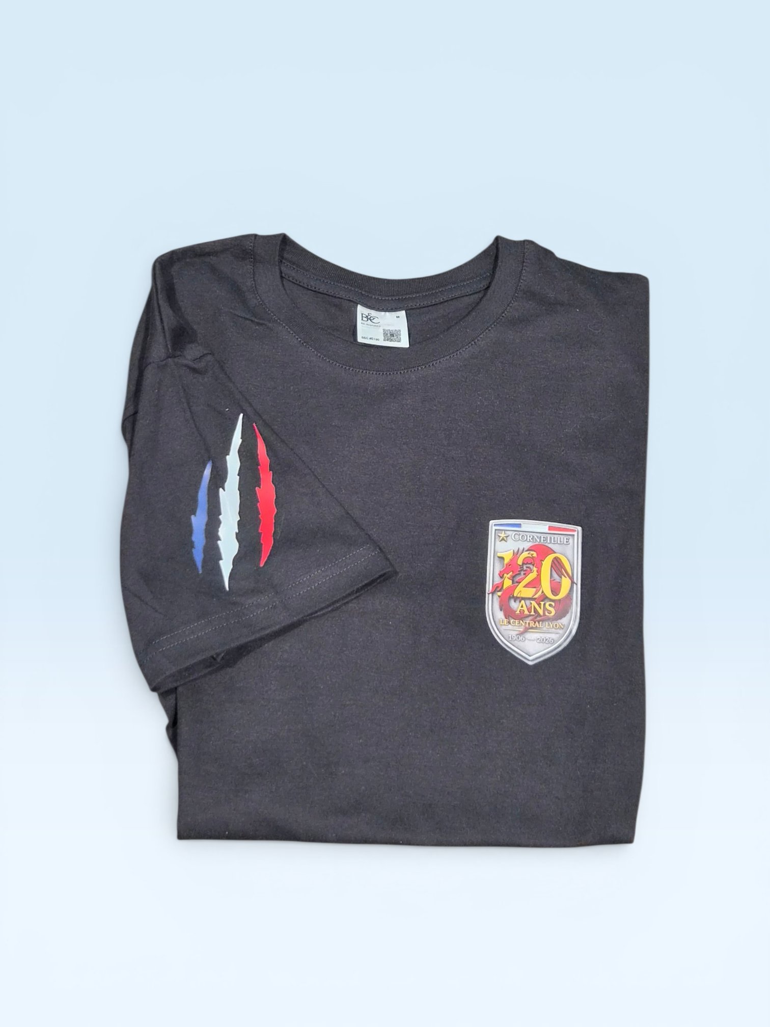 T-shirt pompiers lyon corneille 120ans noir
