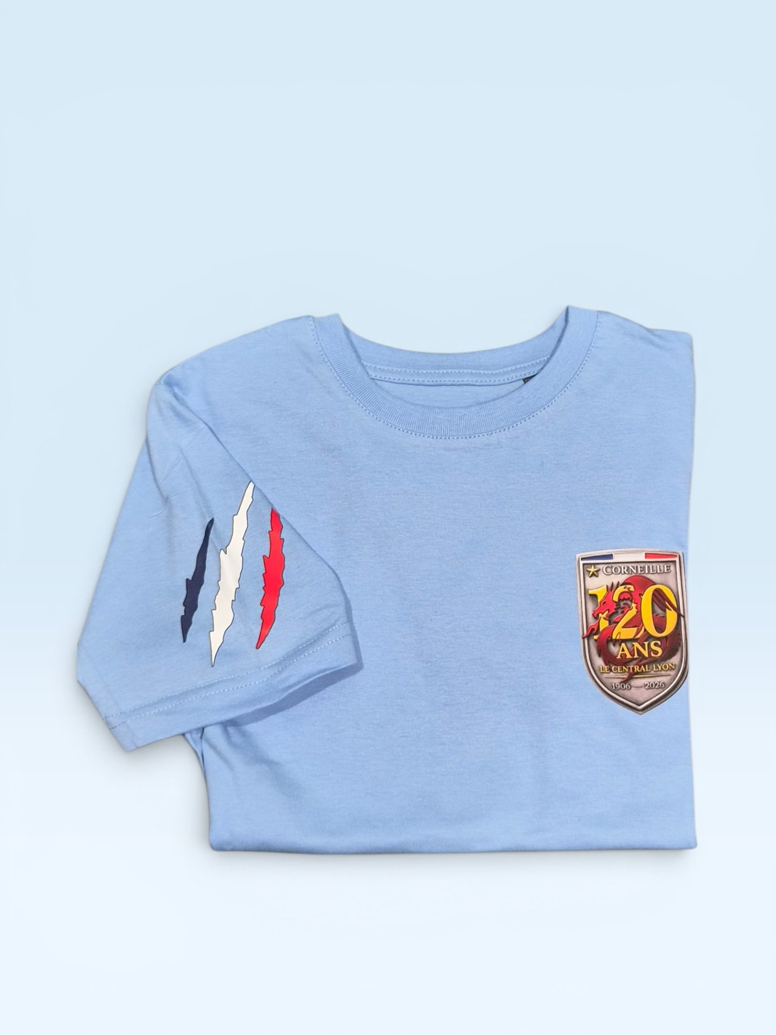T-shirt pompiers lyon corneille 120ans enfant bleu