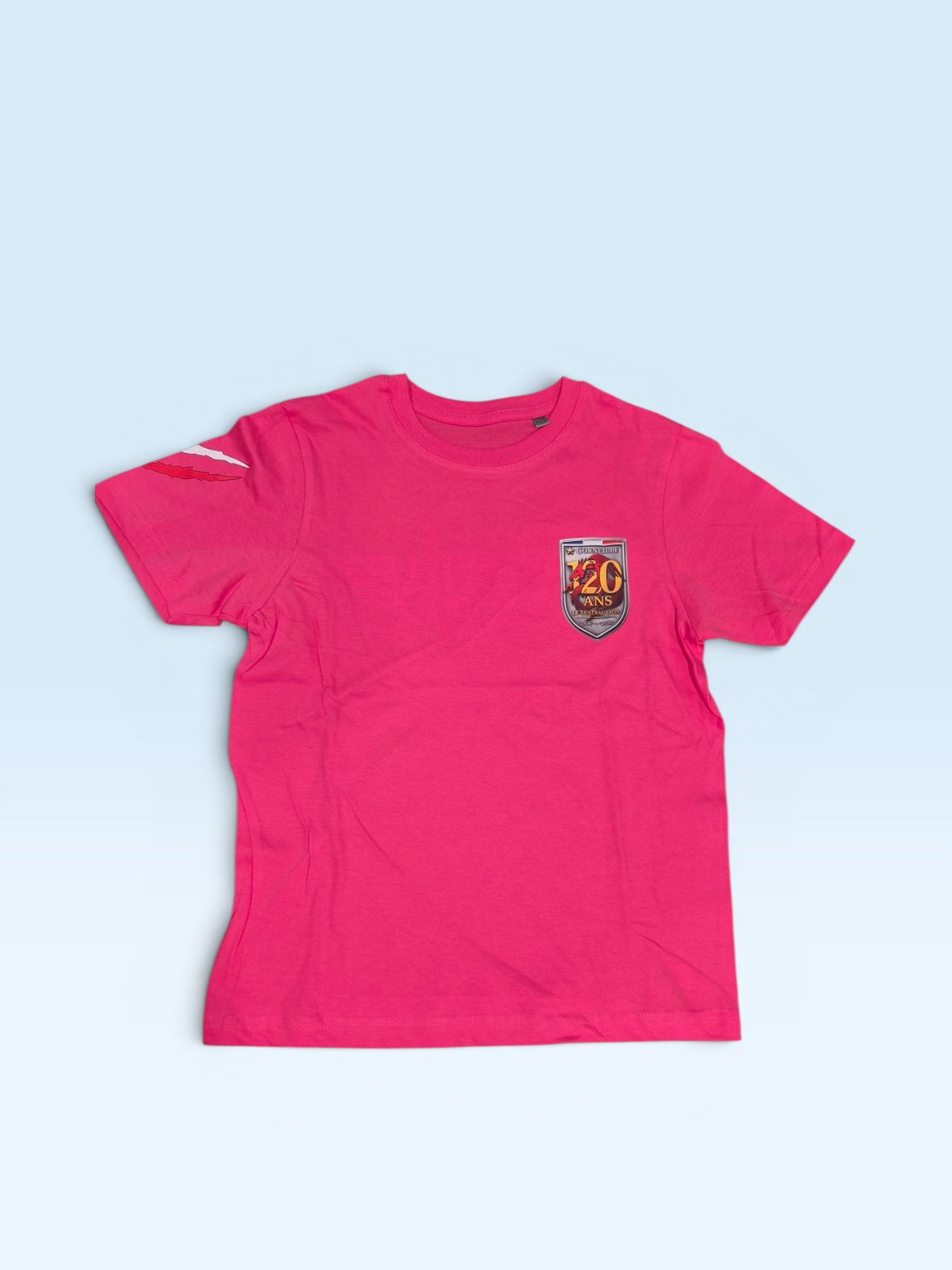 T-shirt pompiers lyon corneille 120ans enfant rose fucshia